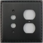 Egg & Dart Oil Rubbed Bronze Two Gang Combo Plate - One Push Button One Duplex