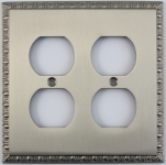 Egg & Dart Satin Nickel Two Gang Duplex Outlet Wall Plate