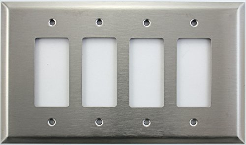 Classic Accents Inc Jumbo Satin Stainless Steel Four Gang Gfi Rocker Switch Plate - Oversized Stainless Steel Wall Plates Classic Accents Inc Jumbo Satin Stainless Steel Four Gang Gfi Rocker Switch Plate - Oversized Stainless Steel Wall Plates