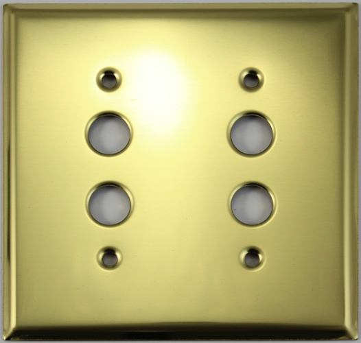Stamped Polished Brass Two Gang Push Button Light Switch Wall Plate