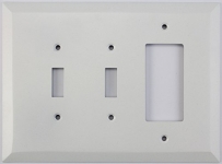 Jumbo Matte White 3 Gang Combo Switch Plate - 2 Toggle 1 GFCI/Rocker