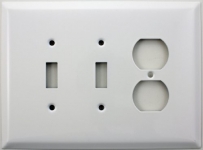 Jumbo White Three Gang Switch Plate Two Toggle Switch One Duplex