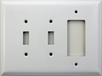 Jumbo White Three Gang Switch Plate Two Toggle Switches One GFI/Rocker