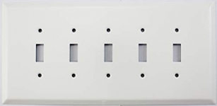 Jumbo White 5 Gang Toggle Light Switch Wall Plate