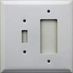 Jumbo White Two Gang Switch Plate One Toggle Switch One GFI/Rocker