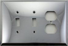 Jumbo Polished Chrome Three Gang Switch Plate Two Toggle Switches One Duplex