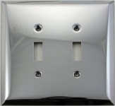 Jumbo Polished Chrome Two Gang Toggle Switch Plate