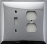 Jumbo Polished Chrome Two Gang Switch Plate One Toggle Switch One Duplex