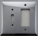 Jumbo Polished Chrome Two Gang Switch Plate One Toggle Switch One GFI/rocker