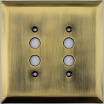Jumbo Stamped Antique Brass Two Gang Push Button Light Switch Wall Plate