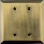 Jumbo Stamped Antique Brass Two Gang Blank Wall Plate