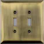 Jumbo Stamped Antique Brass Two Gang Toggle Light Switch Wall Plate