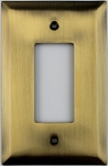 Jumbo Stamped Antique Brass One Gang GFI/Rocker Opening Wall Plate