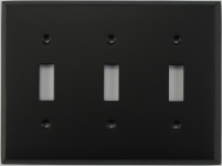 Matte Black 3 Gang Toggle Switch Wall Plate