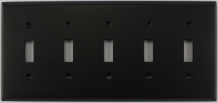 Matte Black 5 Gang Toggle Switch Wall Plate