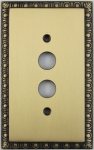 Egg & Dart Antique Brass One Gang Push Button Light Switch Plate