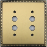 Egg & Dart Antique Brass Two Gang Push Button Light Switch Plate