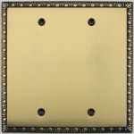 Egg & Dart Antique Brass Two Gang Blank Wall Plate