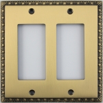 Egg & Dart Antique Brass Two Gang GFI Outlet/Rocker Light Switch Plate