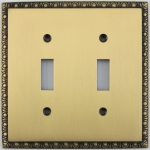 Egg & Dart Antique Brass Two Gang Toggle Light Switch Plate