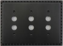 Egg & Dart Oil Rubbed Bronze Three Gang Push Button Light Switch Plate