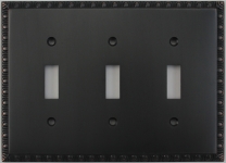 Egg & Dart Oil Rubbed Bronze Three Gang Toggle Light Switch Plate