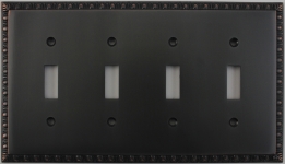 Egg & Dart Oil Rubbed Bronze Four Gang Toggle Light Switch Plate