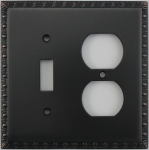 Egg & Dart Oil Rubbed Bronze Two Gang Combo Plate - One Toggle One Duplex Outlet