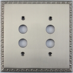 Egg & Dart Satin Nickel Two Gang Push Button Light Switch Plate