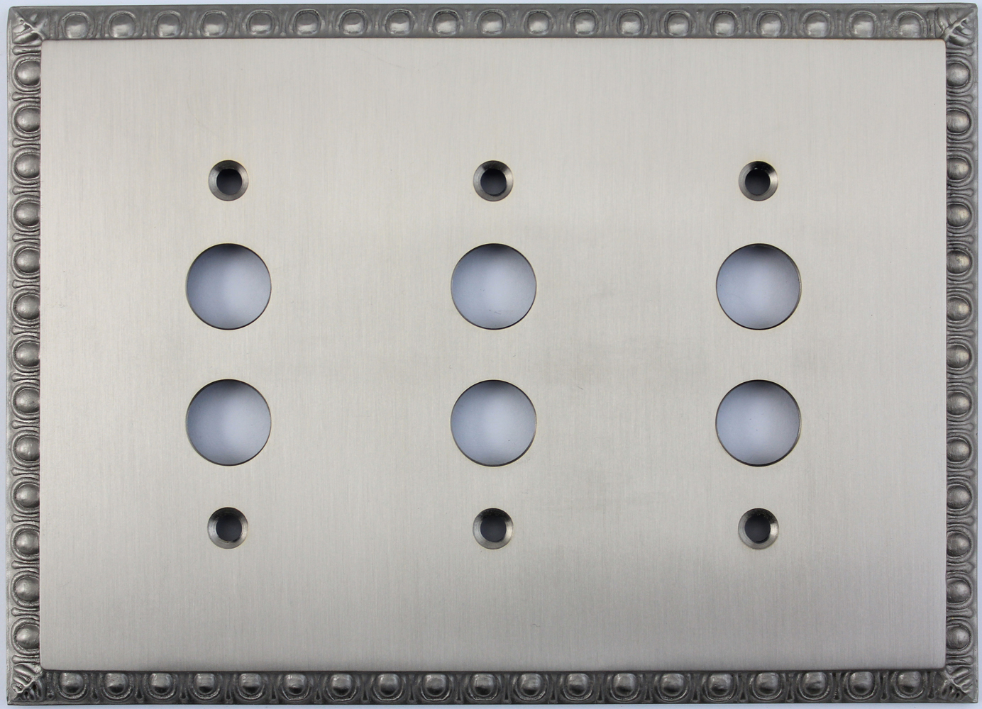 Classic Accents, Inc. Egg & Dart Satin Nickel Three Gang Push Button Light Switch Plate
