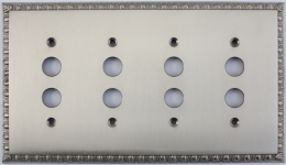 Egg & Dart Satin Nickel Four Gang Push Button Light Switch Plate