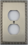 Egg & Dart Satin Nickel One Gang Duplex Outlet Wall Plate