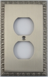 Egg & Dart Satin Nickel One Gang Duplex Outlet Wall Plate