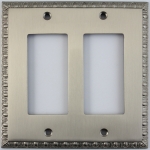 Egg & Dart Satin Nickel Two Gang GFI Outlet/Rocker Light Switch Plate