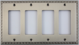 Egg & Dart Satin Nickel Four Gang GFI Outlet/Rocker Light Switch Plate