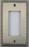 Egg & Dart Satin Nickel One Gang GFI Outlet/Rocker Light Switch Plate