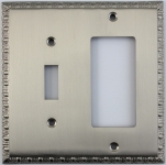 Egg & Dart Satin Nickel Two Gang Combo Plate - One Toggle One GFI/Rocker