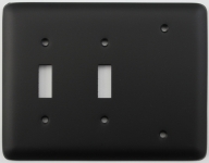 Rounded Black 3 Gang Switch Plate - 2 Toggle 1 Blank