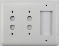 Rounded White 3 Gang Combo Plate - 2 Push Button 1 GFCI/Rocker