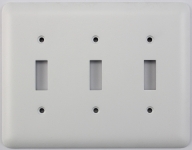 Rounded White 3 Gang Toggle Switch Plate