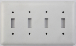 Rounded White 4 Gang Toggle Switch Plate