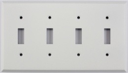 Matte White 4 Toggle Switch Wall Plate