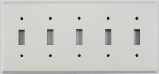 Matte White 5 Gang Toggle Switch Wall Plate