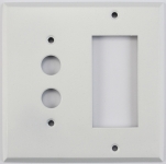 Matte White 2 Gang Combo Wall Plate - 1 Push Button 1 GFCI/Rocker