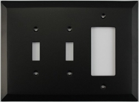 Jumbo Matte Black 3 Gang Combo Switch Plate - 2 Toggle 1 GFCI/Rocker
