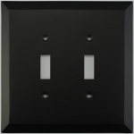 Jumbo Matte Black 2 Gang Toggle Switch Plate