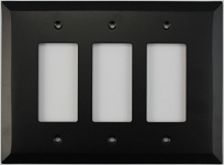 Jumbo Matte Black 3 Gang GFCI/Rocker Plate