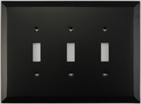 Jumbo Matte Black 3 Gang Toggle Switch Plate