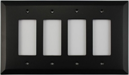 Jumbo Matte Black 4 Gang GFCI/Rocker Plate