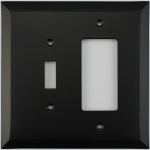 Jumbo Matte Black 2 Gang Combo Switch Plate - 1 Toggle 1 GFCI/Rocker